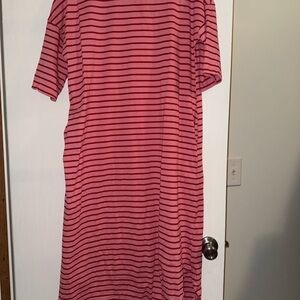 Red and  pink Striped Dress
